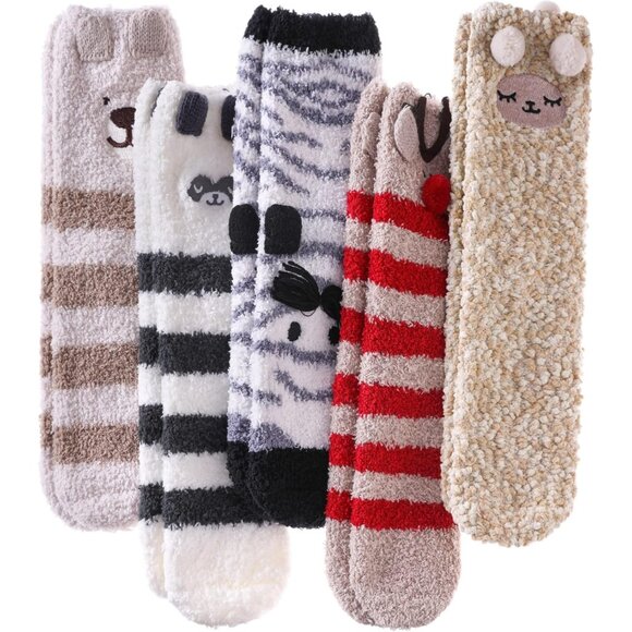 Women's Fuzzy Socks Cozy Fluffy Winter Warm Slipper Socks Microfiber Soft Home - Picture 1 of 6